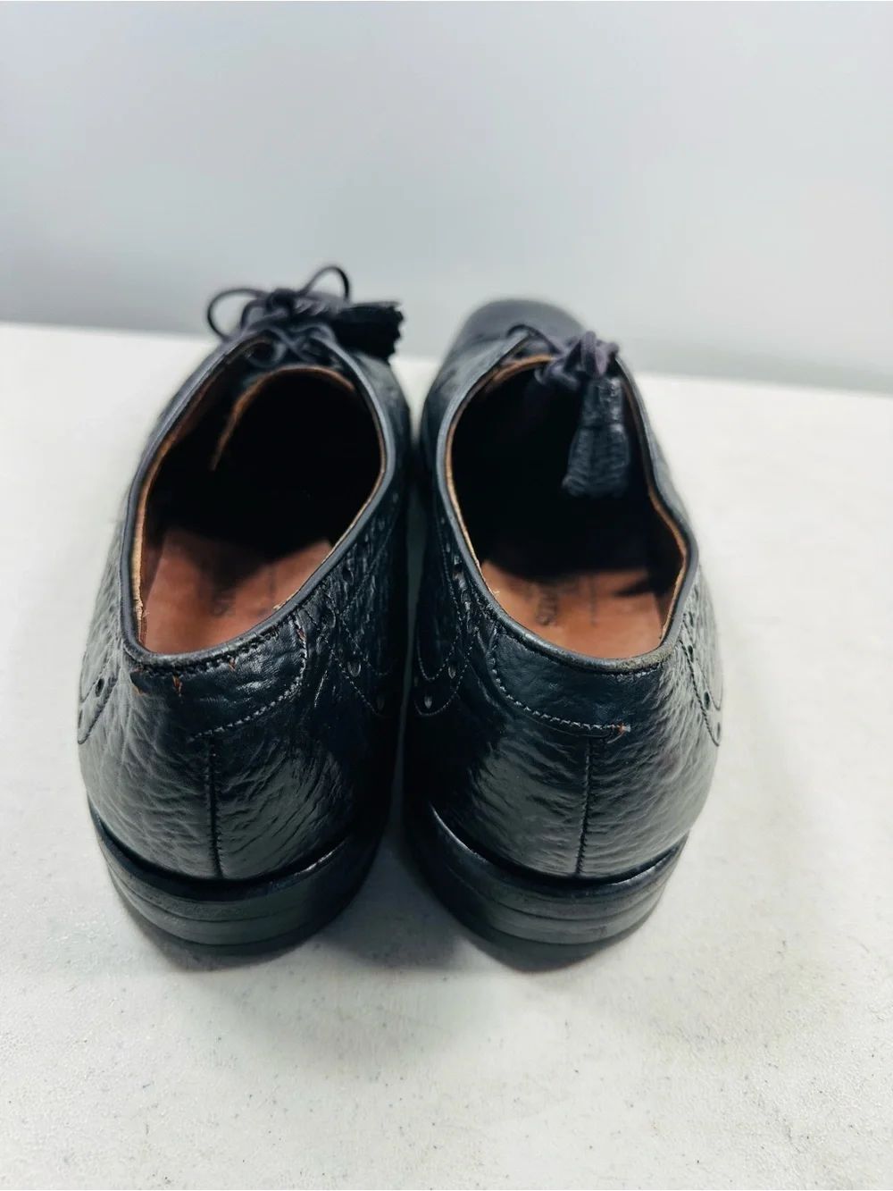 Allen Edmonds Black Textured Leather Wingtip Oxfords - Picture 4 of 7